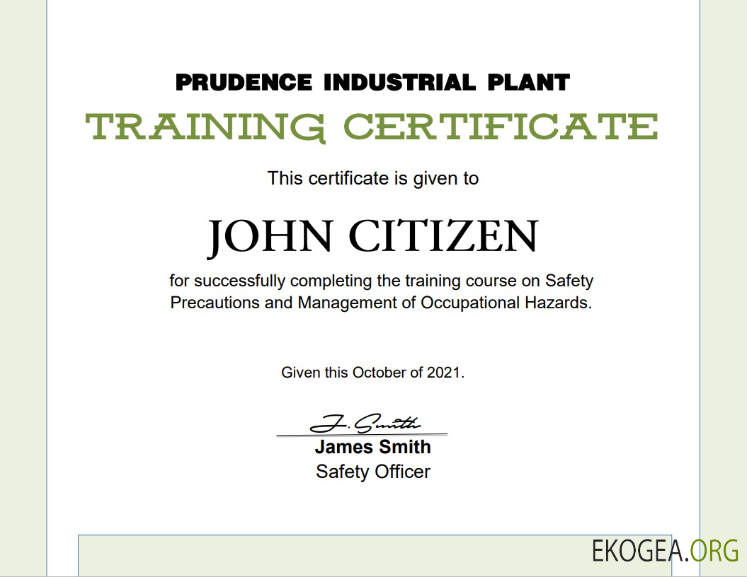 Modèle de certificat de formation USA au format Word et PDF, version 2